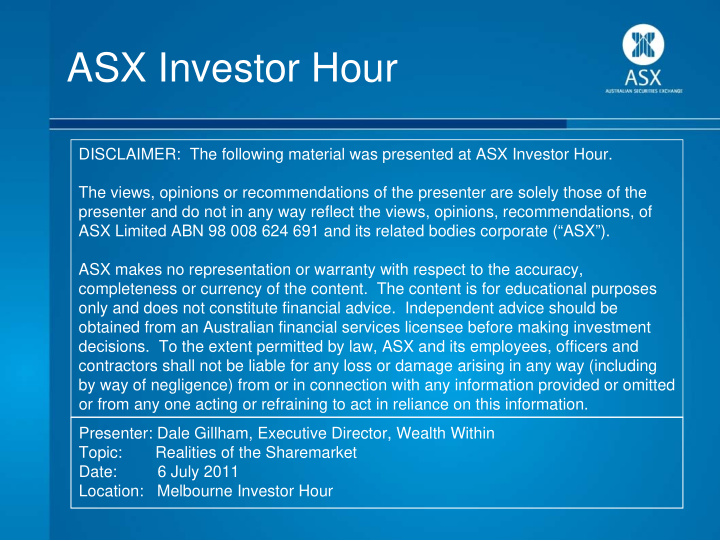asx investor hour
