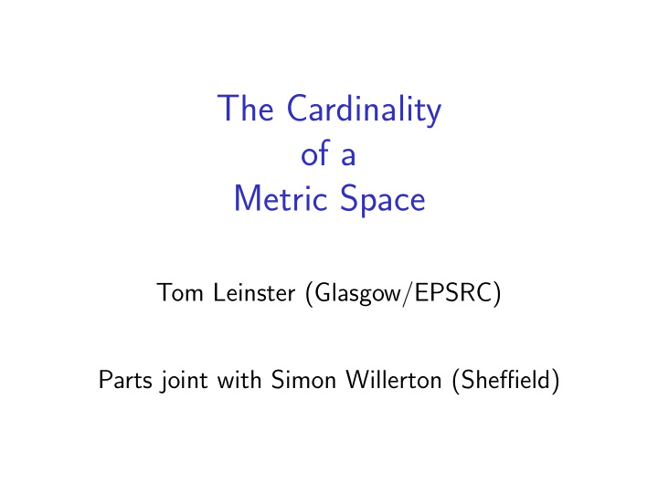 the cardinality of a metric space