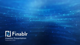 Investor Presentation  September 2019  1  Disclaimer  THIS PRESENTATION AND ITS CONTENTS ARE NOT