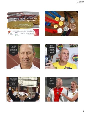 5/2/2018  II Youth Coaching Conference  National Youth Sport Institute Singapore  What Youth