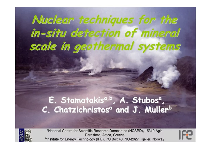nuclear techniques for the nuclear techniques for the in