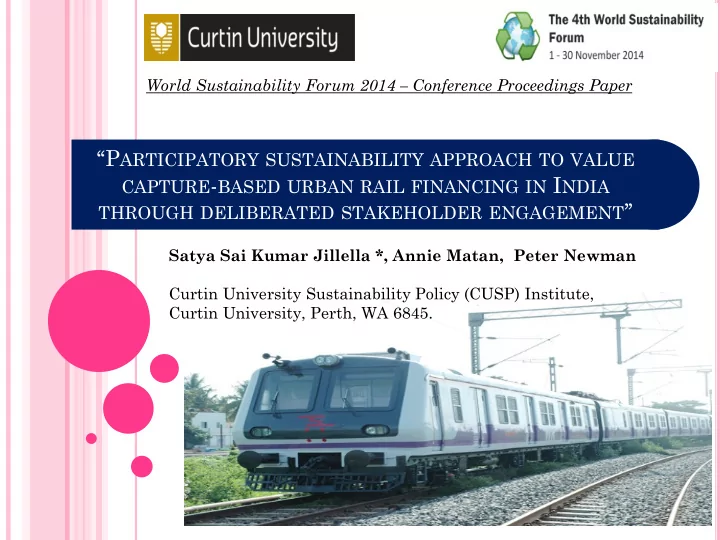 p articipatory sustainability approach to value capture