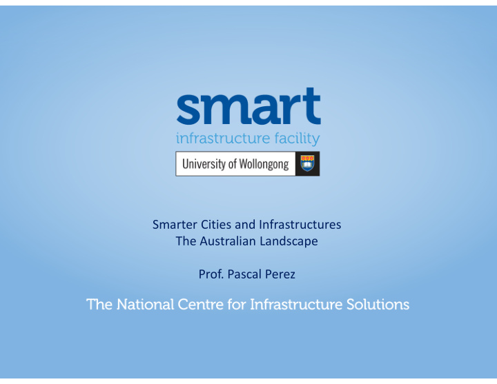smarter cities and infrastructures the australian