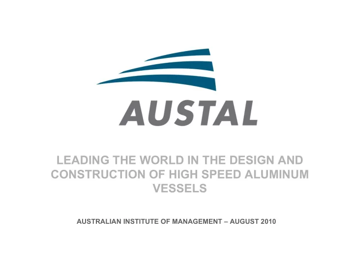 leading the world in the design and construction of high