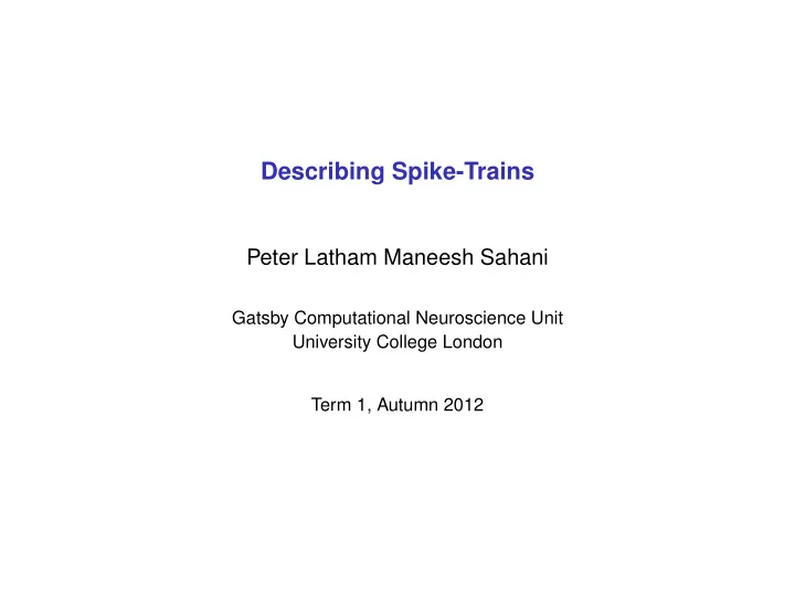 describing spike trains