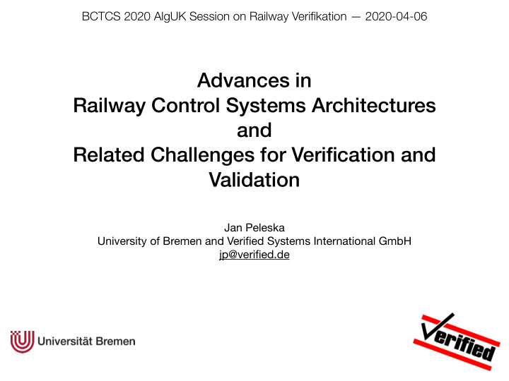 advances in railway control systems architectures and