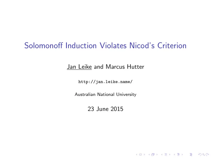 solomonoff induction violates nicod s criterion