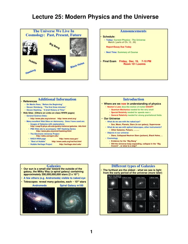 lecture 25 modern physics and the universe