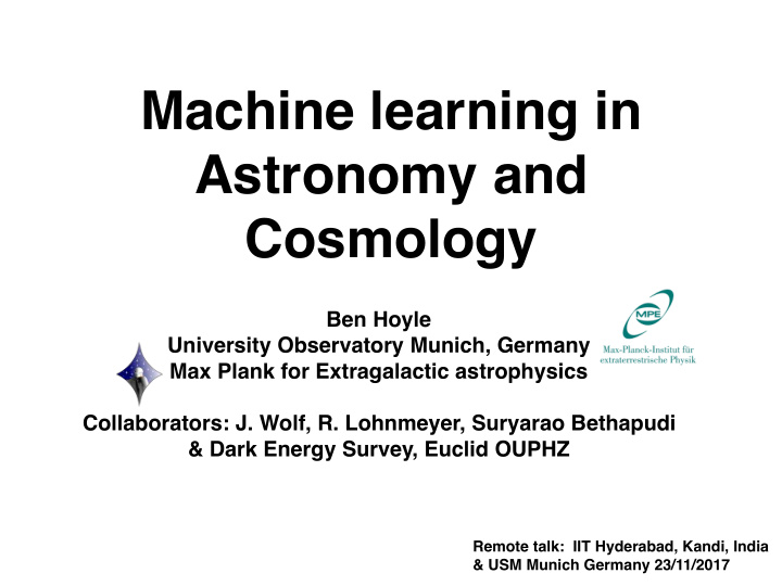 machine learning in astronomy and cosmology