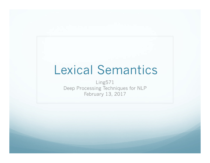 lexical semantics