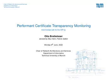 Performant Certificate Transparency Monitoring  Intermediate talk for the IDP by  Otto Breitwieser