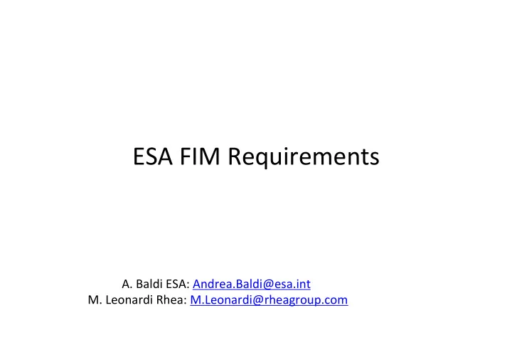 esa fim requirements