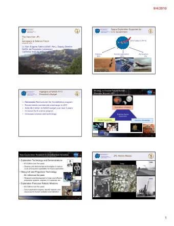 9/4/2010  Space Exploration Supported by  National Aeronautics and  National Aeronautics and  Space