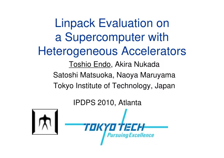 linpack evaluation on linpack evaluation on a