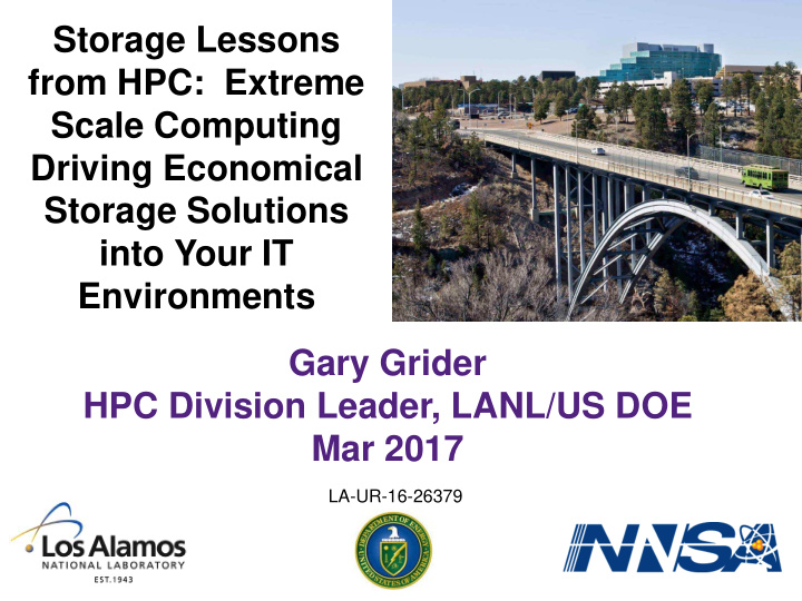 storage lessons from hpc extreme scale computing driving