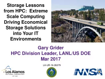 Storage Lessons  from HPC:  Extreme  Scale Computing  Driving Economical  Storage Solutions  into