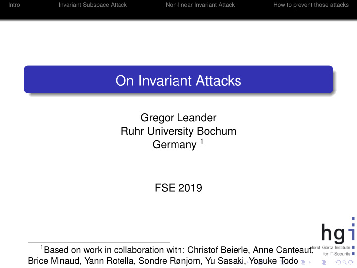 on invariant attacks