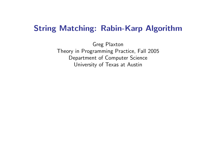 string matching rabin karp algorithm