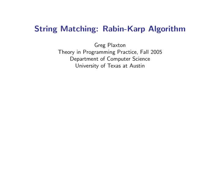 string matching rabin karp algorithm