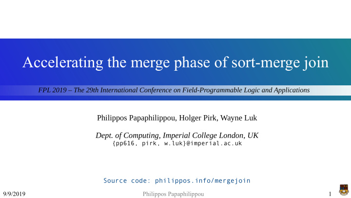 accelerating the merge phase of sort merge join
