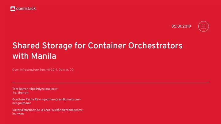 shared storage for container orchestrators with manila