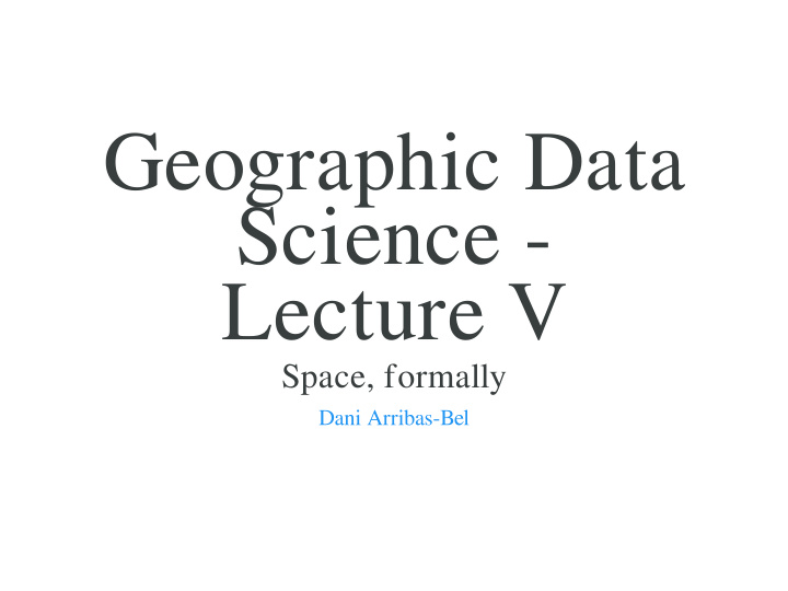 geographic data science lecture v