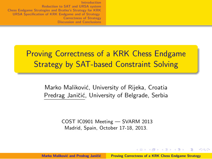 proving correctness of a krk chess endgame strategy by