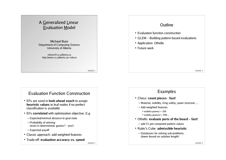 a generalized linear outline evaluation model
