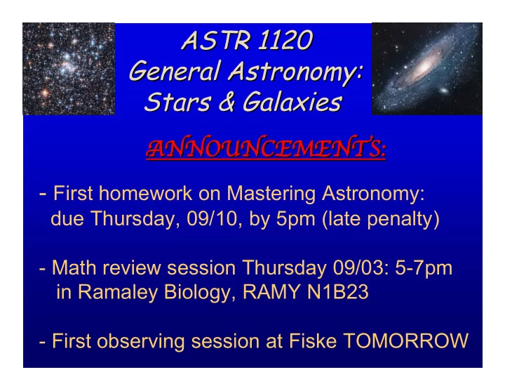 astr 1120 astr 1120 general astronomy general astronomy