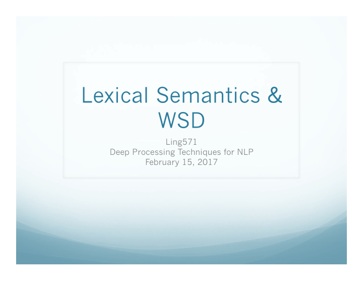 lexical semantics wsd