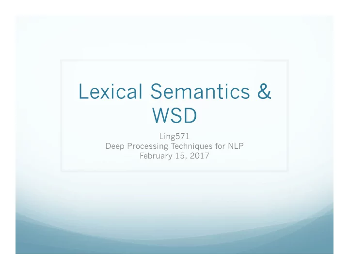 lexical semantics wsd
