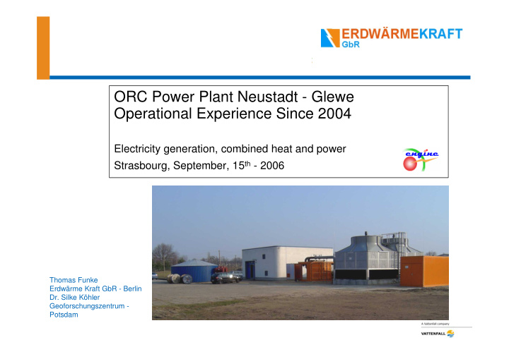 orc power plant neustadt glewe operational experience