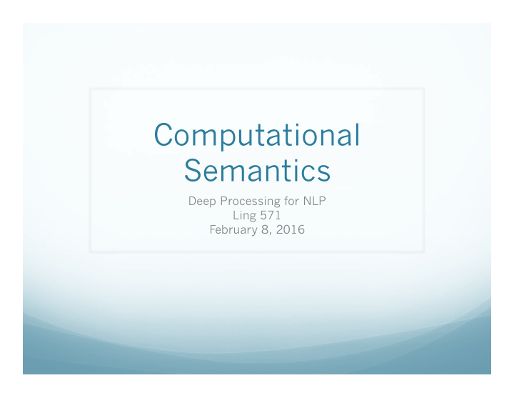 computational semantics