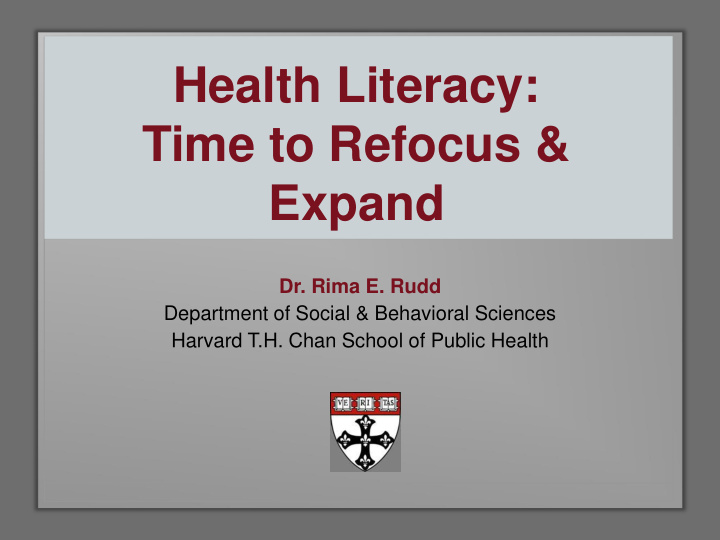 health literacy time to refocus