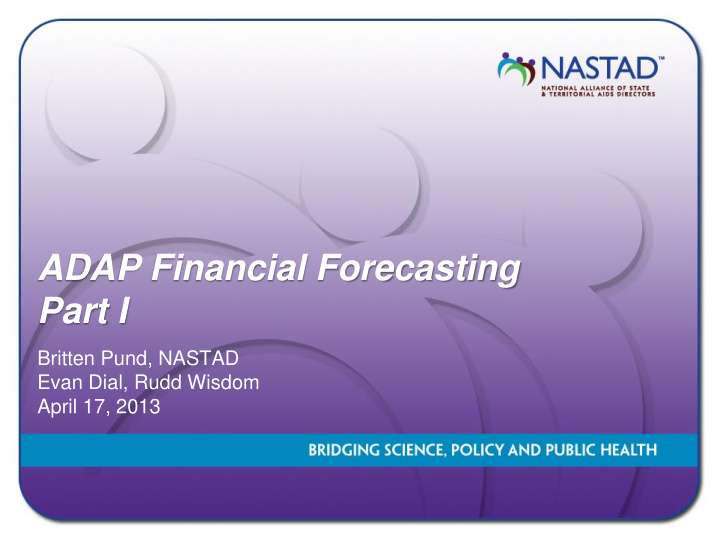 adap financial forecasting part i