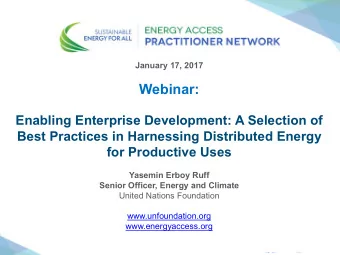 Webinar:  Enabling Enterprise Development: A Selection of  Best Practices in Harnessing Distributed