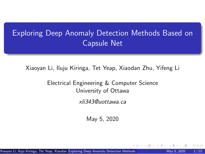 exploring deep anomaly detection methods based on capsule