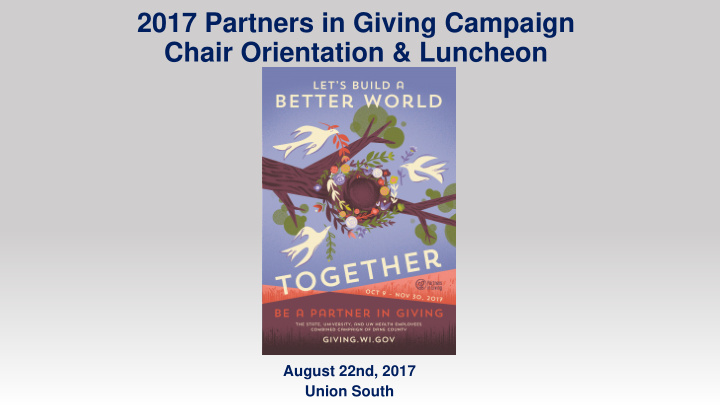 2017 partners in giving campaign chair orientation