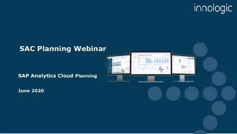 SAC Planning Webinar SAP Analytics Cloud Planning  June 2020 Innologic  We create insight !
