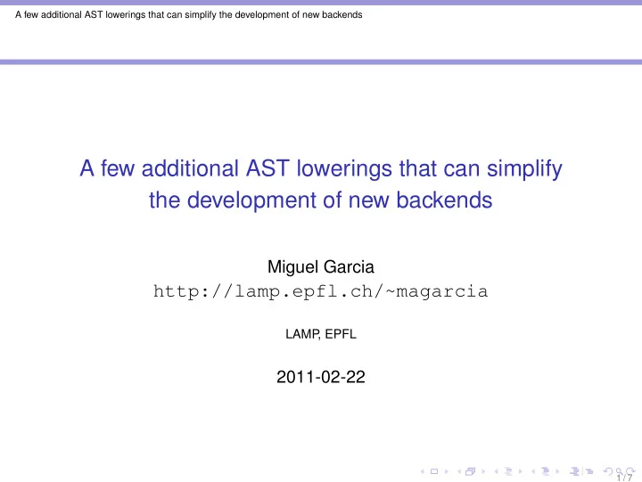 a few additional ast lowerings that can simplify the