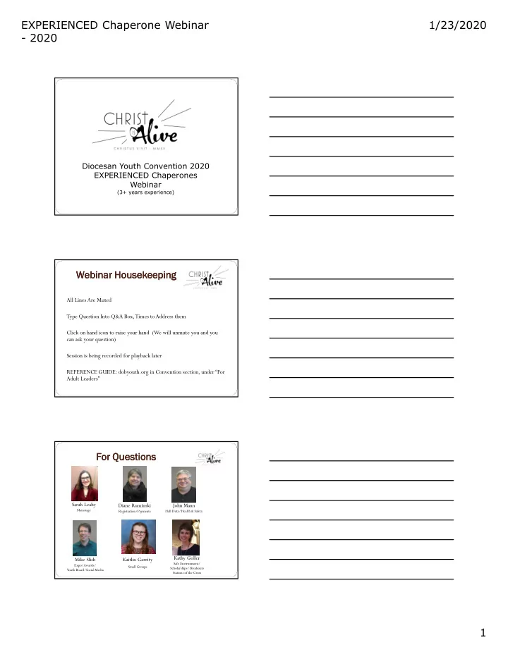 experienced chaperone webinar 1 23 2020 2020