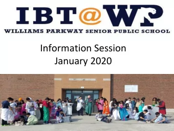 Information Session  January 2020 January 25 th , 2017  IMPORTANT NOTE  Questions (please do not