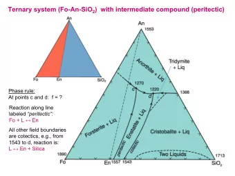 Ternary system (Fo-An-SiO 2 )  with intermediate compound (peritectic)  Phase rule:  At points c