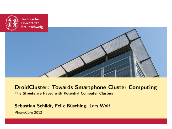 droidcluster towards smartphone cluster computing