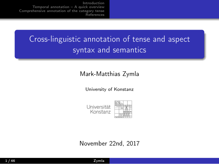 cross linguistic annotation of tense and aspect syntax
