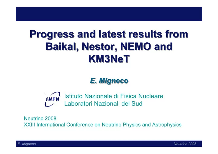 progress and latest results from progress and latest