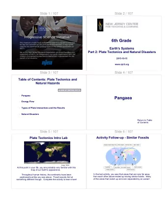 Pangaea  Energy Flow    Types of Plate Interactions and the Results    Natural Disasters