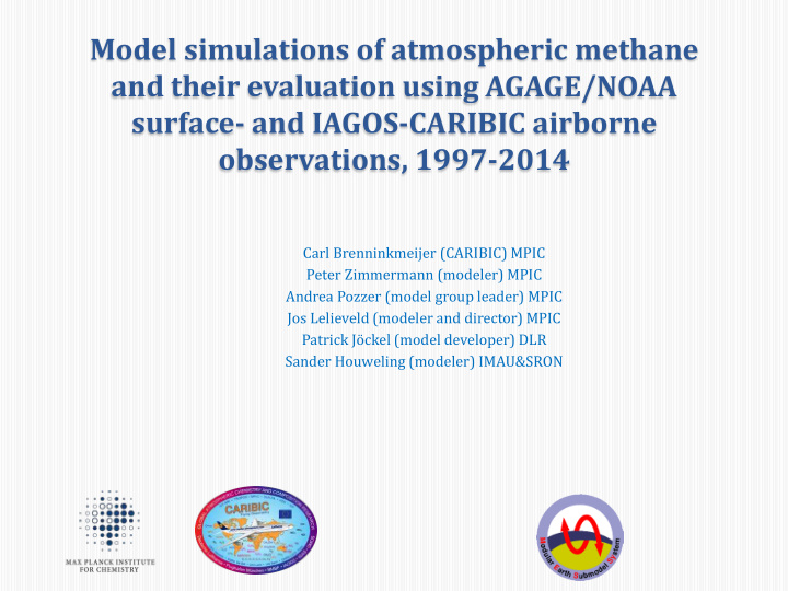 model simulations of atmospheric methane and their