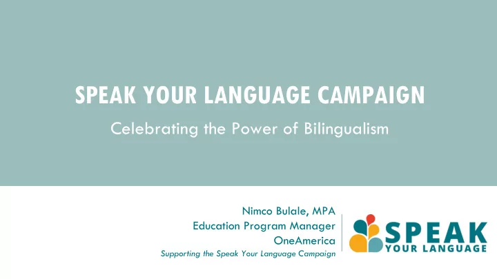 speak your language campaign