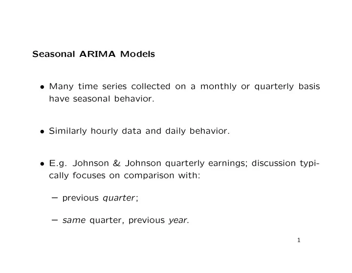 seasonal arima models many time series collected on a